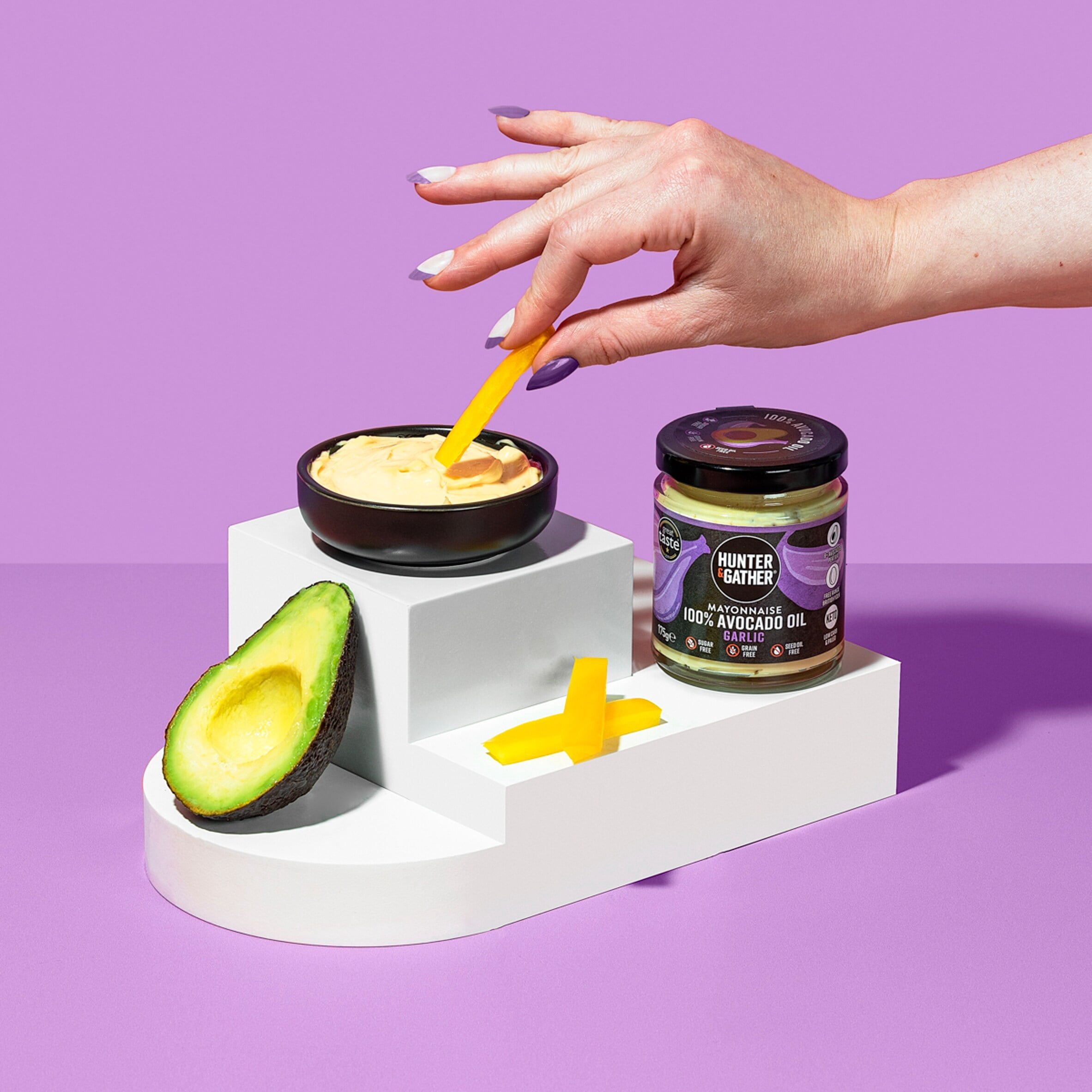Hunter & Gather Avocado Oil Mayonnaise Garlic 175g, Imported from Britain