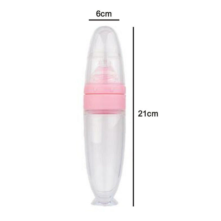 Gaodear Natural Touch Silicone Baby Food Feeder,Squeeze Cereal Bottle with  Dispensing Spoon，Suction Cup Design,3 Ounce/Pink