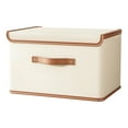 thumbnail image 1 of Tnarru Bac de Rangement avec Couvercle Conteneur d'Organisation Boîte de Rangement avec Couvercle Panier de Rangement en Tissu Organisateur de Rangement pour Organiser Garage Beige 37x27x26cm, 1 of 8
