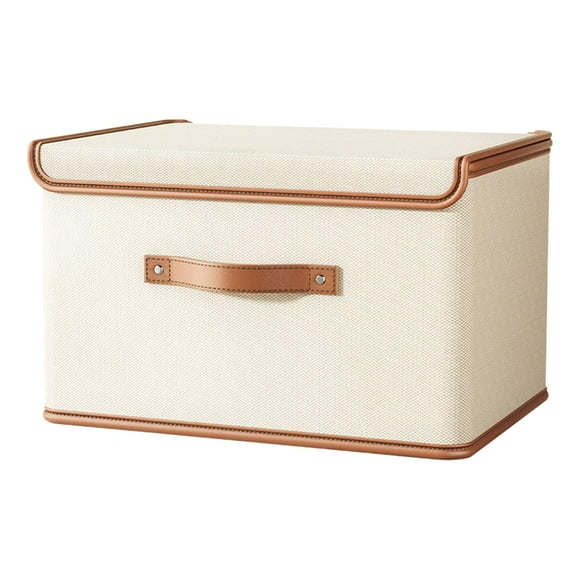 Contenedor de almacenamiento con tapa, caja con tapa y asa, organizador de juguetes con forma de cubo Beige 50x35x31cm