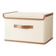 thumbnail image 1 of Contenedor de almacenamiento con tapa, organizador de juguetes y asa, cesta de almacenamiento en forma de cubo, contenedor para Beige 37x27x26cm, 1 of 9