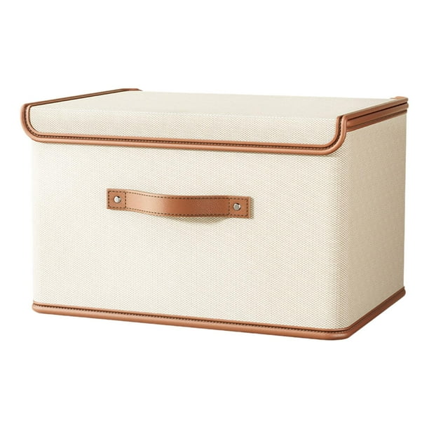 Contenedor de almacenamiento con tapa, caja con cubierta, organización y asa, organizador de juguetes para niños Beige 37x27x26cm