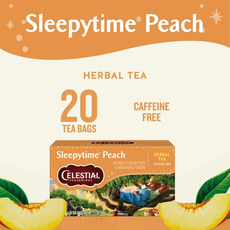 Celestial Seasonings Sleepytime Peach Herbal Tea Bags, Caffeine