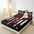 thumbnail image 4 of Homewish Lacrosse Sport Game Queen Sheet Sets,American Flage Print Flat Sheet,Red White Black Queen Fitted Sheet For Boys Kids,Breathable Home Decor,4 Pieces, 4 of 7