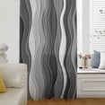 thumbnail image 6 of Black Stripes Sheer Curtains 54 Inches Long, Modern Simple Greyish Gradient Lines Light Filering Curtains, Breathable Simi Curtain Privacy Drapes for Kitchen Bathroom Small Window Treatment, 6 of 9