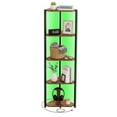 thumbnail image 2 of VASAGLE 5-Tier Corner Shelf, Bookcase with Adjustable LED Lights, Storage Shelf with Steel Frame, 9.8 x 18.9 x 57.7 inches, for Living Room, Bedroom, Study, Rustic Brown,Adult, 2 of 8