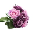 thumbnail image 2 of 9 Heads Artificial Silk Fake Flowers Leaf Rose Wedding Floral Decor Bouquet, 2 of 2