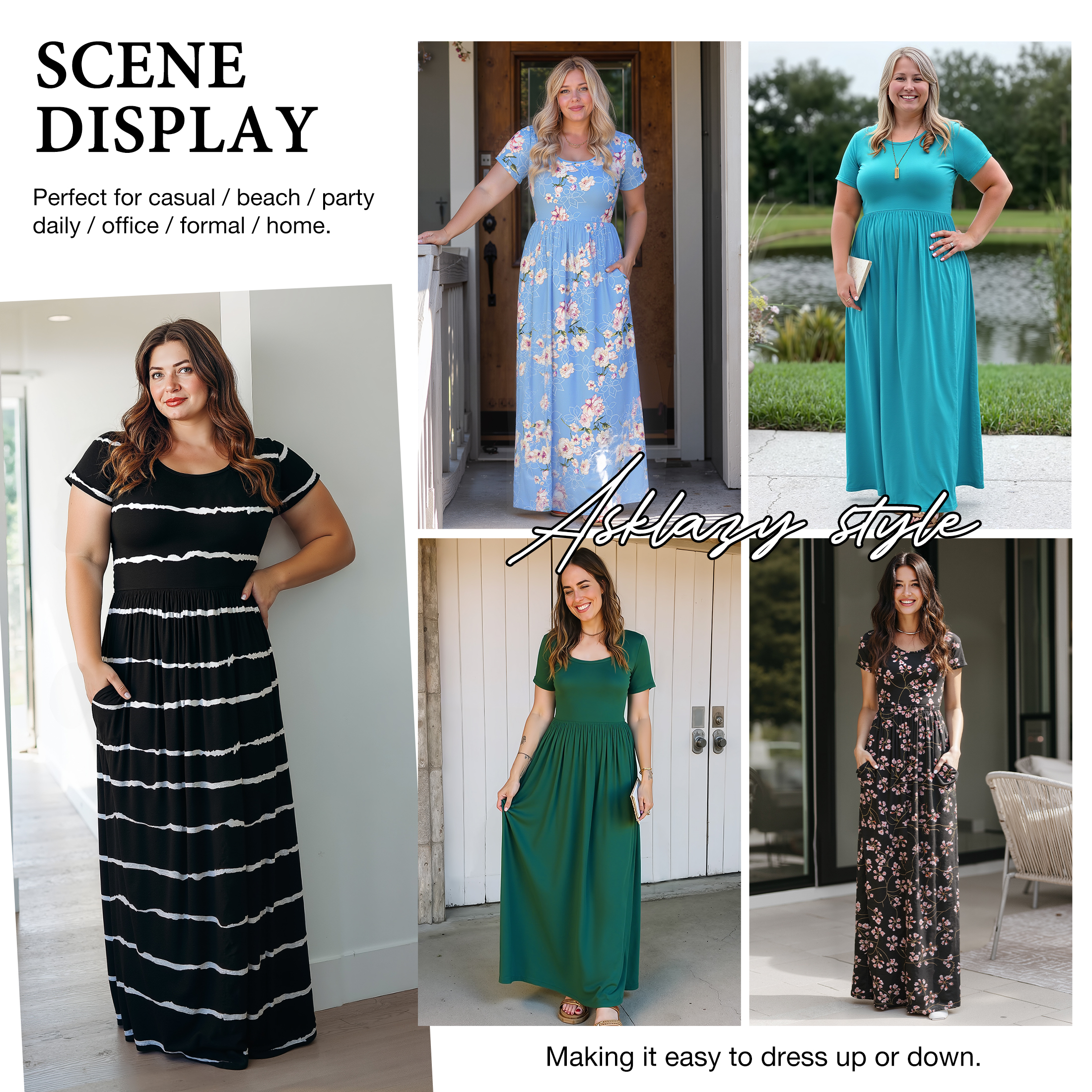 Asklazy Women's Short Sleeve Maxi Dress with Pockets photo 8