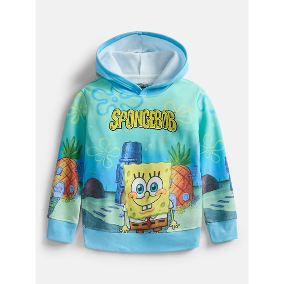 Paramount Spongebob Squarepants Boys Sublimated Embroidered Logo Hoodie, Sizes XS 4/5-XL 14/16