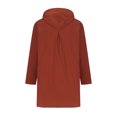 thumbnail image 5 of Lilgiuy Women's Spring And Autumn Cotton And Linen Hooded Long-Sleeved Top Shirt Coat Solid Color Button Mid-Length Coat(Wine,S) Winter Clothes for 2022, 5 of 5