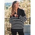 thumbnail image 2 of Women's Quarter Zip Striped Oversized Sweater Mock Turtleneck Pullover Fall Fashion Outfit Winter Trendy Clothes, 2 of 6