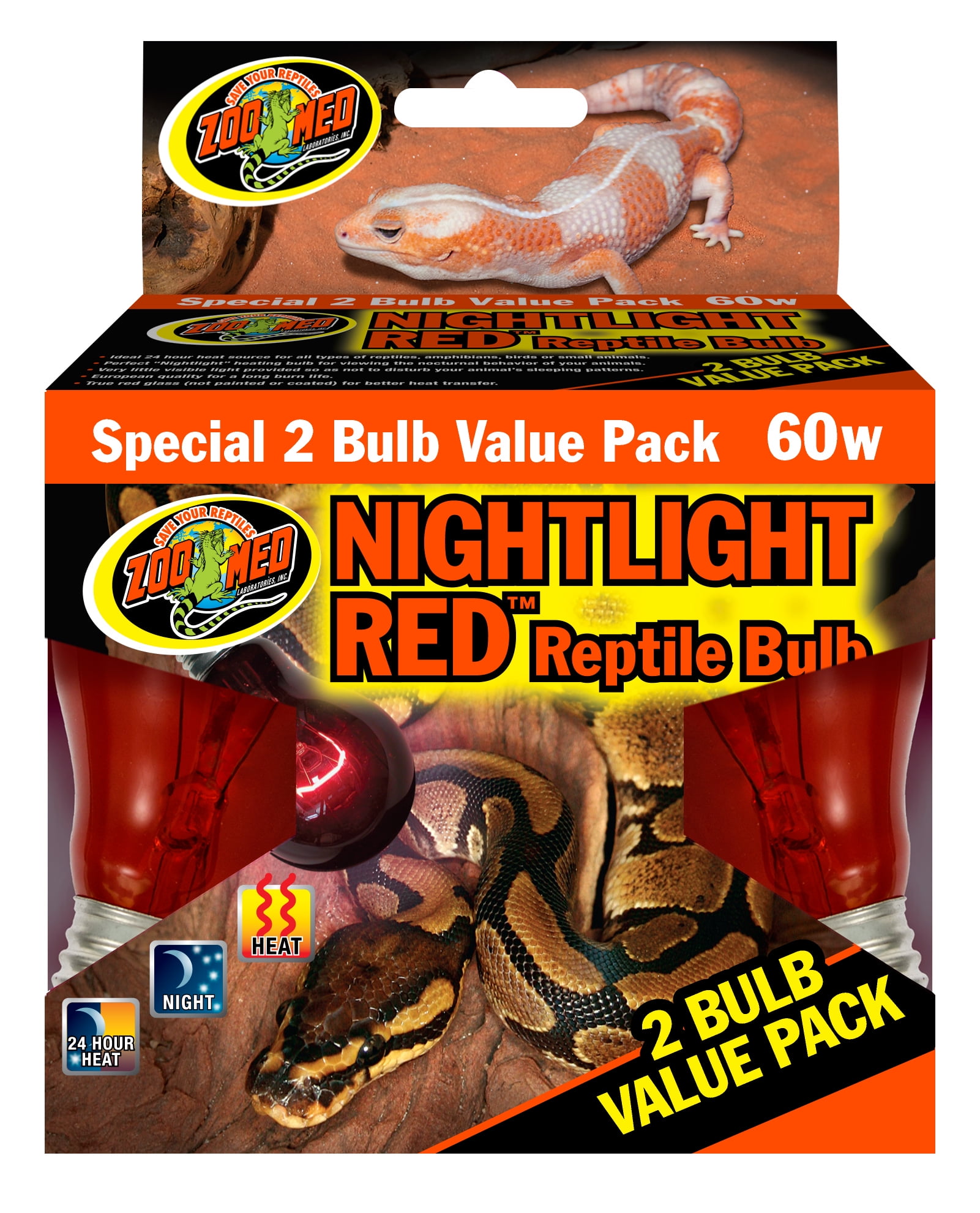 zoo med nightlight red reptile bulb 60 watt