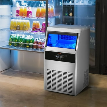 KFFKFF Commercial Ice Maker Freestanding Cabinet Machine 130lbs/24H 60 Ice Cubes