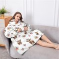 thumbnail image 5 of Oversized Wearable Blanket Hoodie,White Highland Cow Flower Pattern Sherpa Blanket Hoodie with Super Pockets,Super Warm Fuzzy Pullover for Women & Men, 5 of 6