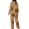 thumbnail image 2 of Renewold Fall Winter Button Pajamas Set for Thanksgiving Birthday Gifts Snug-Fit Women Home Athletic Clothing Size 4XL 2 PCS Turkey Pumpkins Long Sleeve Loungewear Tracksuit,Buffalo Grid, 2 of 6
