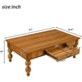 thumbnail image 2 of Amposei Retro Wooden Coffee Table 47’’ Vintage Cocktail Center Table with 1 Storage Drawer & Solid Wood Legs for Living Room, No Assembly, Natural, 2 of 14