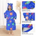 thumbnail image 3 of FORMRS Wearable Blanket Hoodie with Sleeves for Kids Cozy Flannel Sweatshirt, Colorful Cartoon Planets, 3 of 7