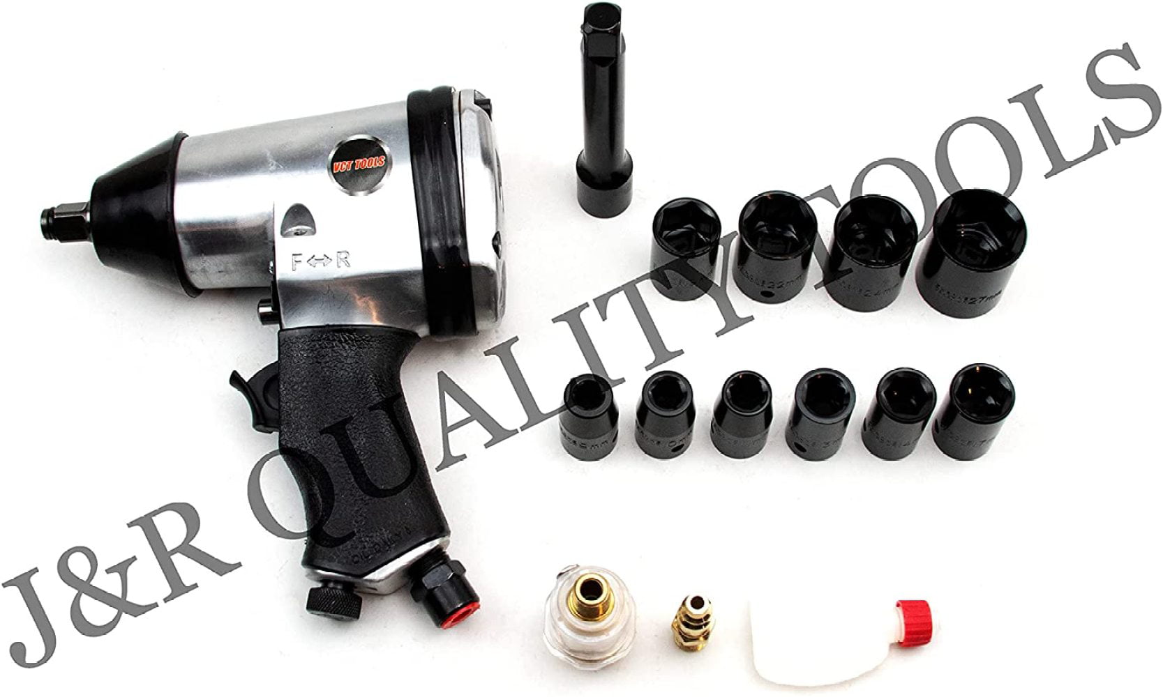 17pc 1/2" Drive AIR IMPACT WRENCH KIT with Socket Set Oil and Tool Case oiler 