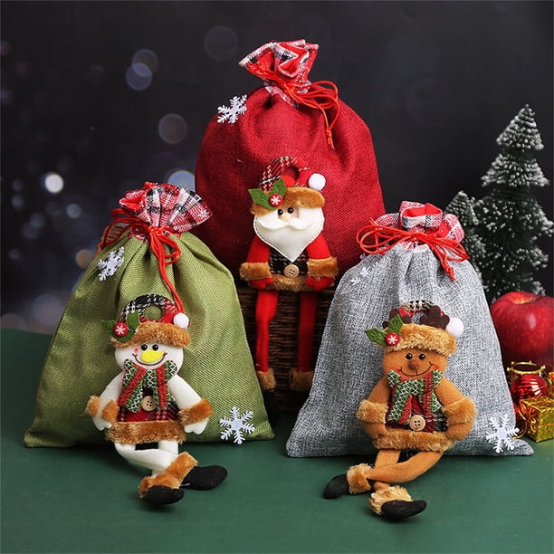 Xihbxyly Palets de Liquidación En Venta Bolsa de Retícula Navideña con Relieve para Colgar Muñecas, Bonita Bolsa de Almacenamiento, Relleno de Dulces, Árbol de Navidad para Niños y Familias, Papá Noe