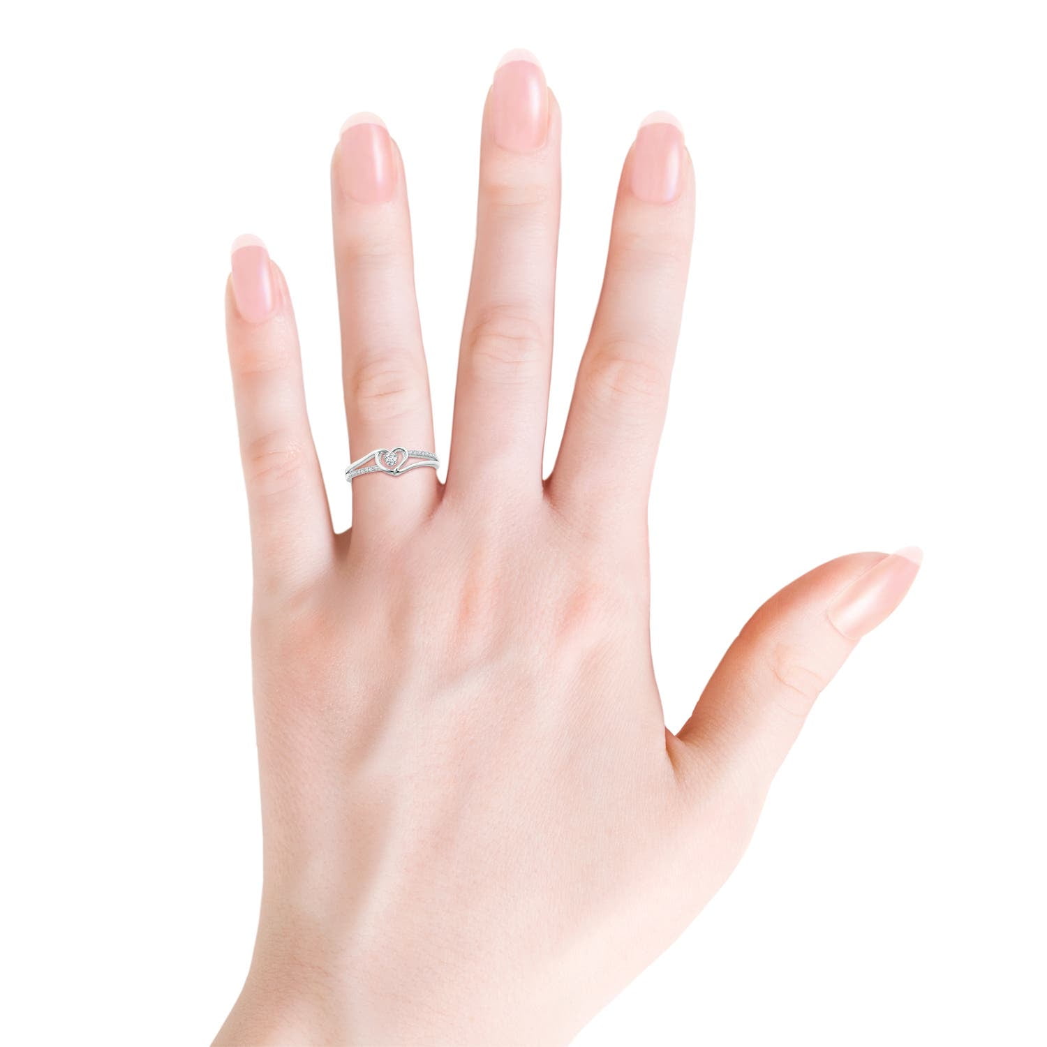 Angara Natural Diamond Heart Promise Ring in 925 Sterling Silver for Women (Size-2.5mm | Color-G | Clarity-VS2) | April Birthstone, Jewelry Gift for Women | Heart Shape Promise Ring (Ring Size = 8)