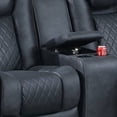 thumbnail image 2 of Benzara Elva Upholstered Leather Power Reclining Loveseat in Dark Blue, 2 of 5