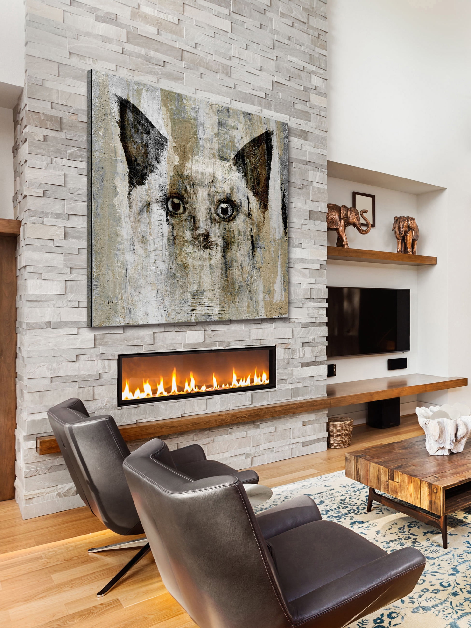 "Brown-Eyed Cat" Painting Print on Wrapped Canvas