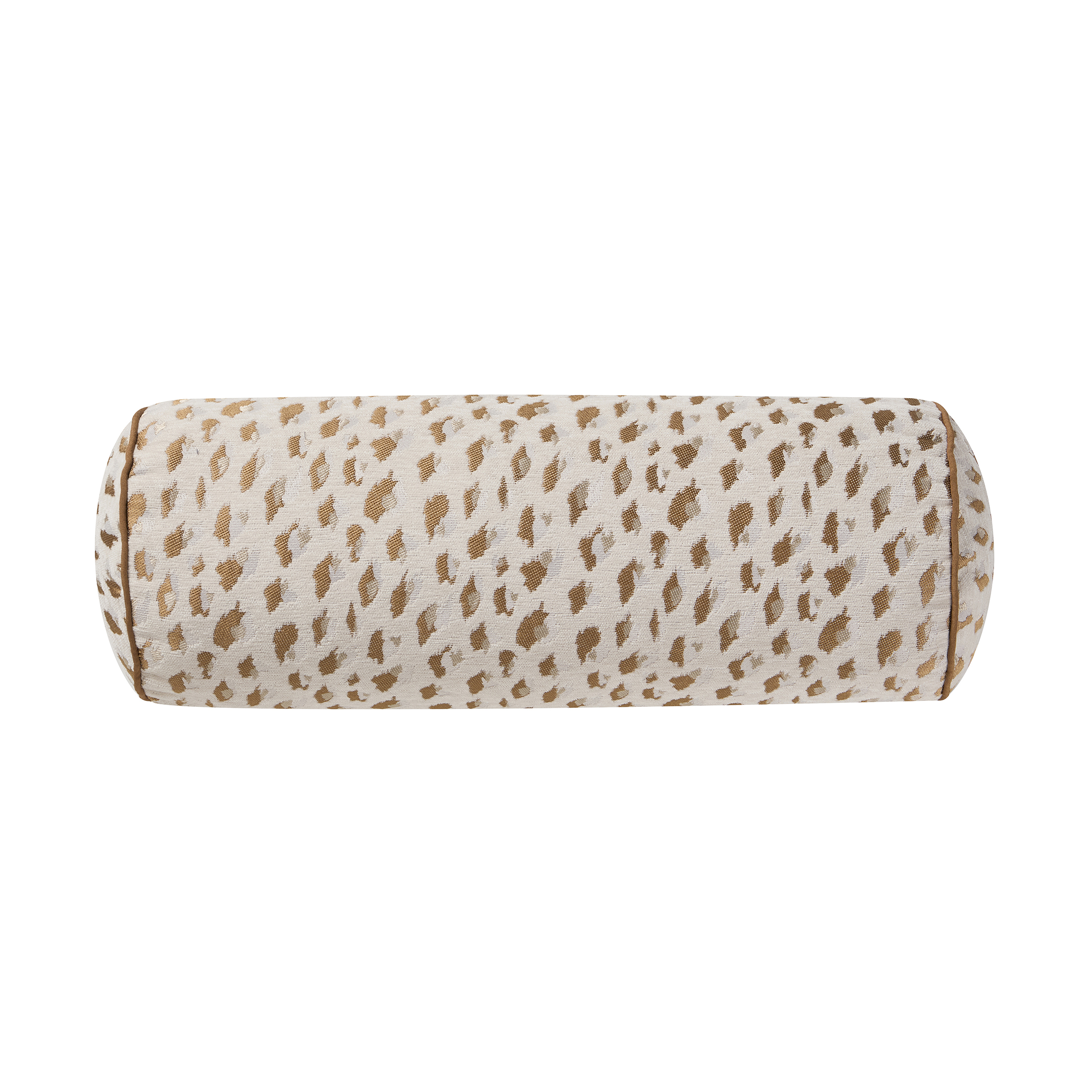 Home Decor Collection 8" x 20" Tan Woven Leopard Bolster Decorative Pillow