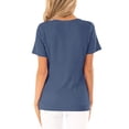 thumbnail image 4 of Women Short Sleeve Crossed Surplice Button Tops, 4 of 5