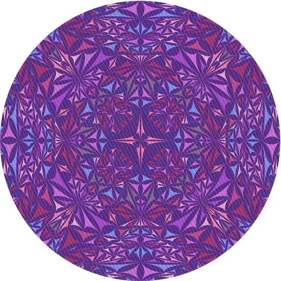 Ahgly Company Machine Washable Indoor Round Transitional Jasmine Purple Area Rugs, 4' Round