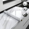 thumbnail image 1 of PTOOTP - 1 rollo de adhesivo de mármol para pared, para encimera de cocina, muebles, bricolaje, papel pintado autoadhesivo (blanco), 1 of 7