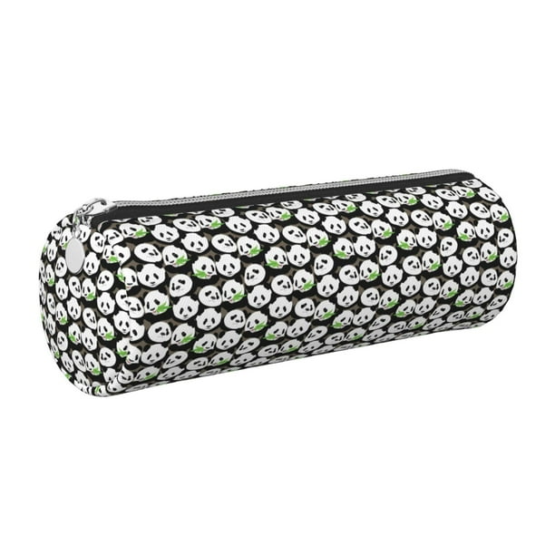 Disketp Panda Bear Estuche Organizador de Lápices de Cuero, Estuche de Oficina con Cremallera para Bolígrafo y Lápiz