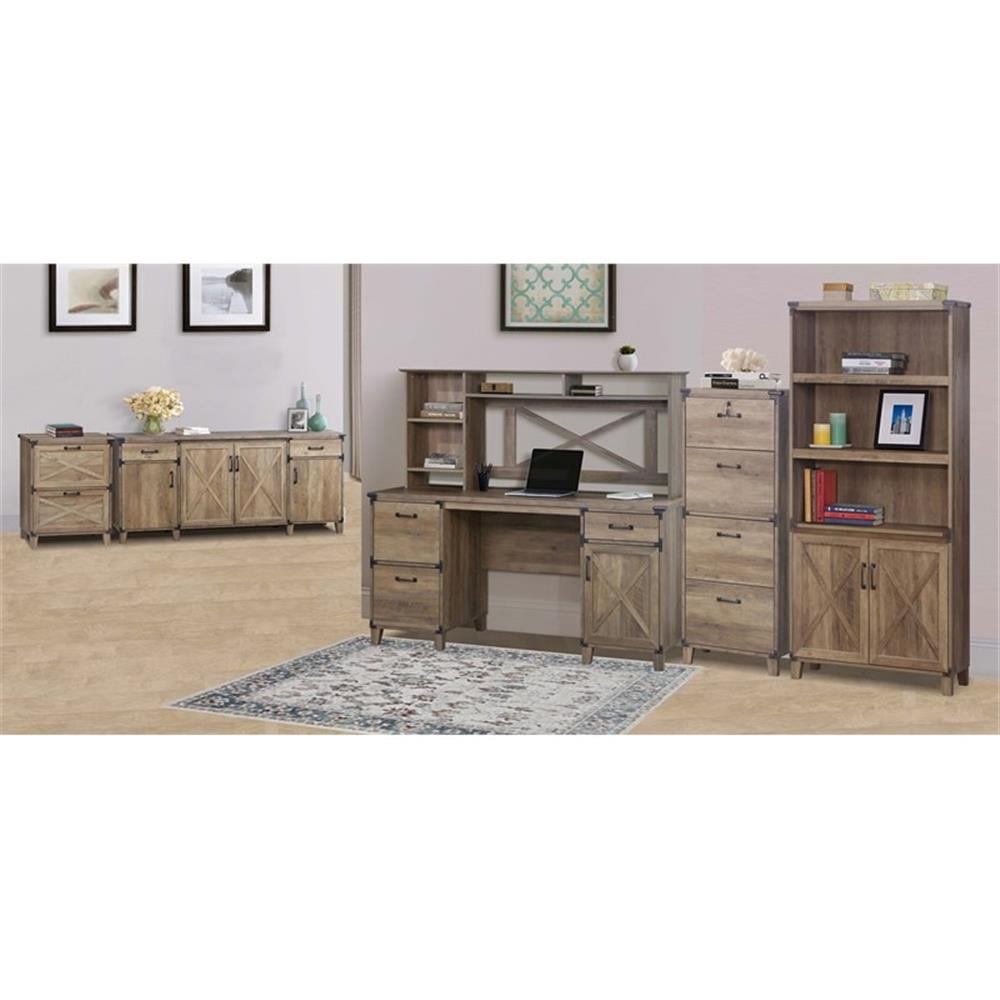 Pemberley Row Engineered Wood Rustic Oak Executive Desk Rectangular Scratch Resistant 59.4"