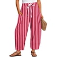 thumbnail image 2 of VV AVEORS Women'S Linen Wide Leg Pants Summer Fall Casual Loose Beach Vacation Baggy Palazzo Barrel Pant With Pockets Hot Pink 2XL, 2 of 8