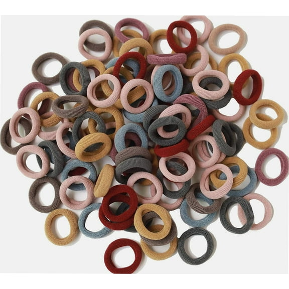 100Pcs Seamless Cotton Hair Bands Elastics Hair Ties Diameter 1 inch Ponytail Holders for Girl Toddler Baby Thin Hair
