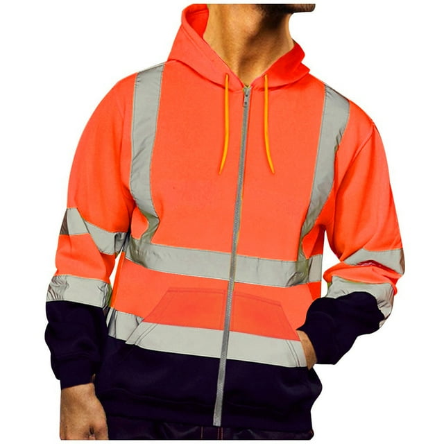 Chandail à Capuchon à Enfiler Haute Visibilité pour Hommes pour Travaux Routiers Manches Longues Hauts Robustes Vêtements d'Extérieur