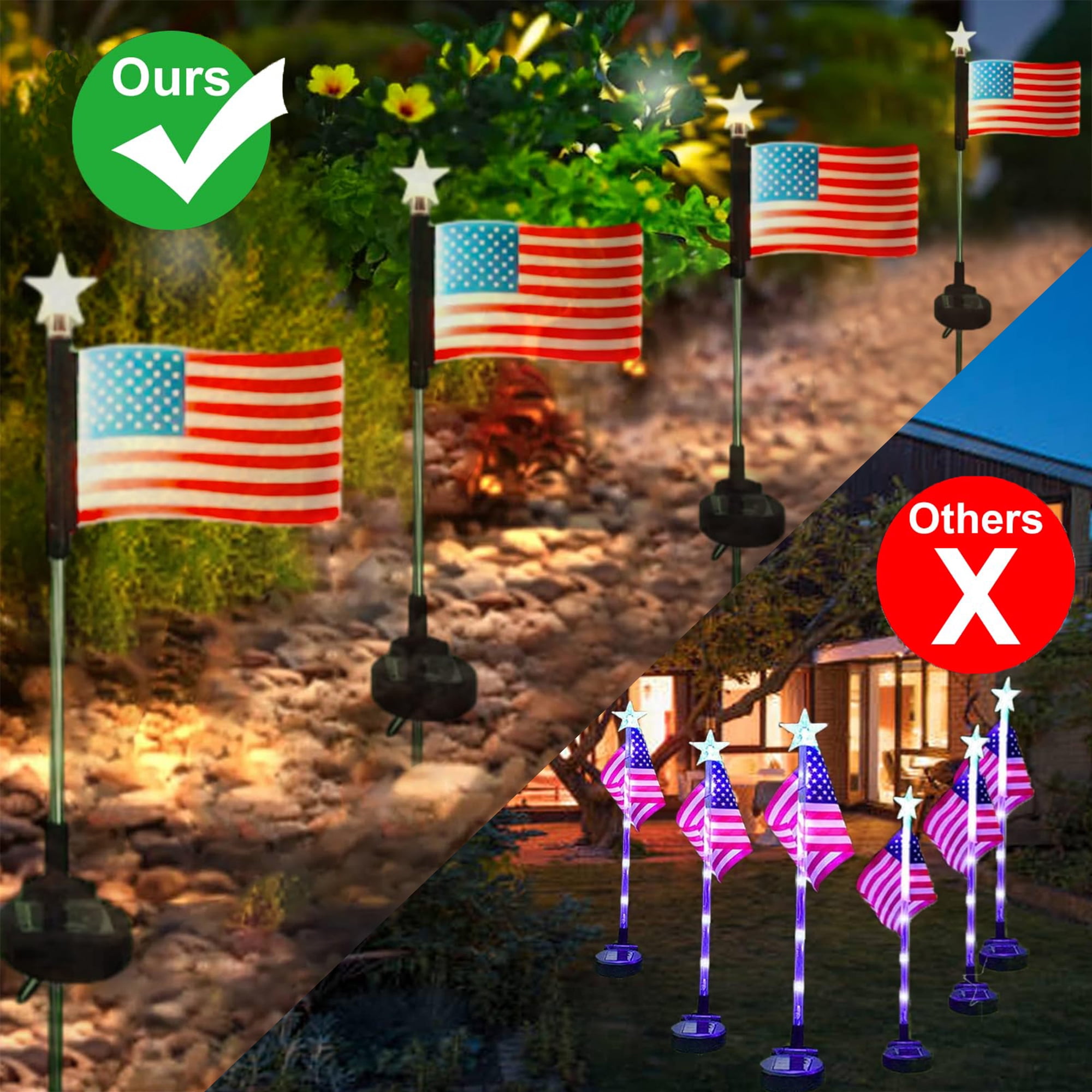 Solar Powered Flag Pole Light Waterproof IP65 Solar Lights Landscape Pathway Lights Outdoor Garden Led Light for Yard Landscape Path Lawn Patio Walkway （2 Packs）