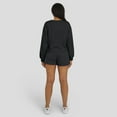 thumbnail image 7 of Women's WEAR by Erin Andrews Black Carolina Panthers Heavy Rugby Jersey Long Sleeve T-Shirt & Shorts Lounge Set, 7 of 7