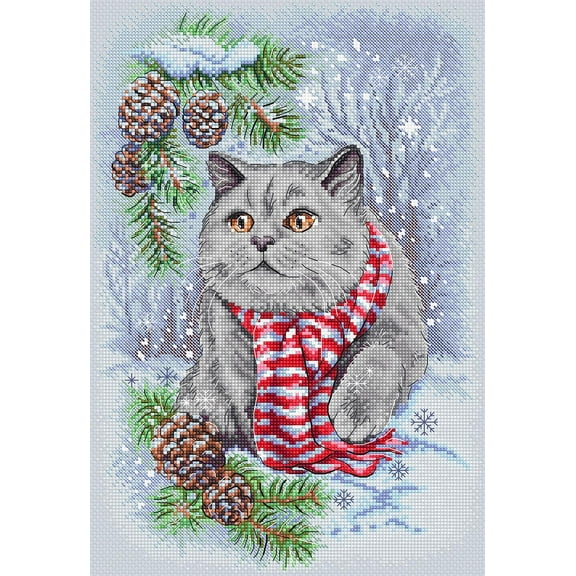 Winter Cat L8997 Counted Cross Stitch Kit