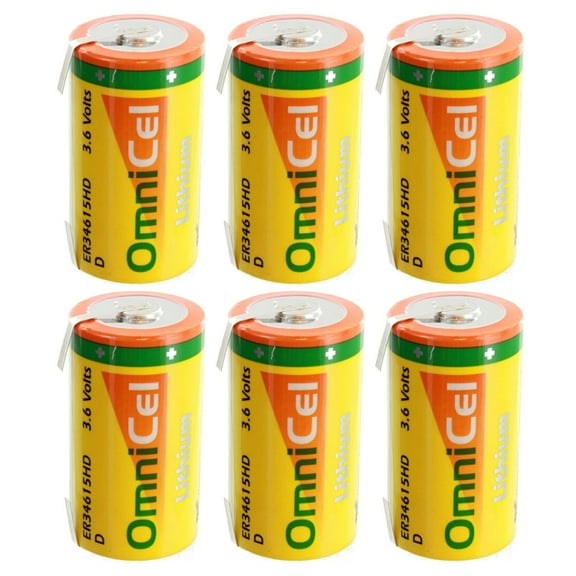 6x OmniCel ER34615HD/T High Drain Lithium Thionyl Chloride Battery Utility RFID