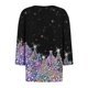 thumbnail image 4 of Puntoco Camiseta informal con cuello en V y botones con estampado navideño de moda para mujer, blusa holgada de manga 3/4, 4 of 5