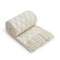 thumbnail image 5 of Peace Nest 50x60" Ultra Soft and Cozy Knit Down Alternative Throw Blanket, Ivory, 5 of 6