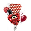 7 pc I Love You Lady Bug Heart Happy Valentines Day Balloon Bouquet Mine Hug Kiss Sweetest