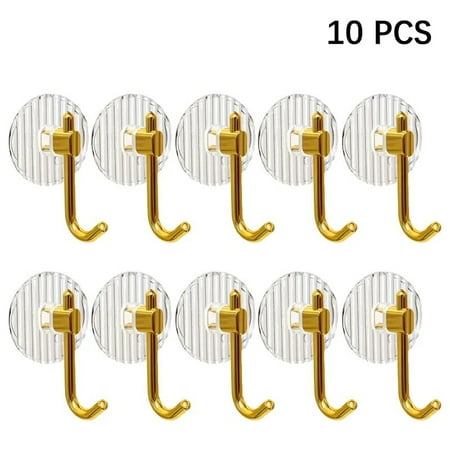 

Acrylic Hooks No Hole Hooks Multi-functional Strong Sticky Hook Behind The Door Key Hat Hook Kitchen & Bathroom Storage Hooks 10PCS