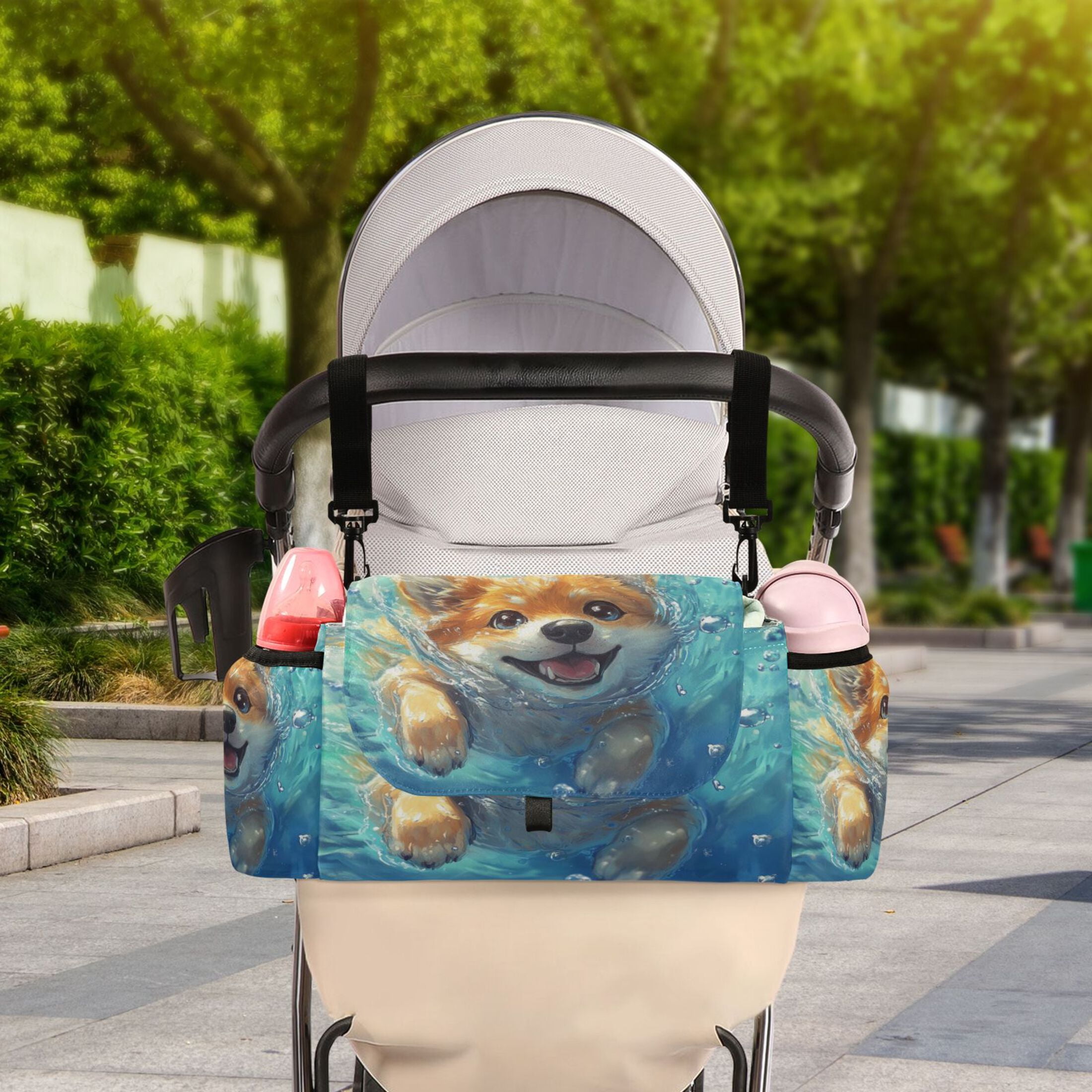 DIXRUYEE Stroller Organizer Curious Little Tiger Printed