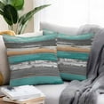 thumbnail image 2 of Coastal Style Outdoor Pillow Covers Set of 2 Vintage Green Brown Stripes Wood Grain Waterproof Throw Pillow Case Decorative Square Cushion Cover for Patio Couch Garden Balcony, 20"x20", 2 of 9