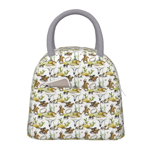 Disketp Wild West Western Bolsa Térmica para Almuerzo, Lonchera con Abertura Amplia y Gran Capacidad, Organizador Reutilizable para Mujeres, Hombres y Adultos