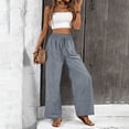 thumbnail image 4 of Maqroz Palazzo Pants for Women Dressy Plus Size Teacher Outfits Cotton Linen Summer Boho Wide Leg Drawsting High Waist Casual Lounge Pant 2026 Beach Travel Vacation Outfits Gray L, 4 of 7