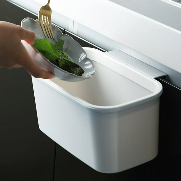 Suncoda Garbage Can, Cleaning Supplies Kitchen Cabinet Door Hanging Small Trash Can Household Desktop Plastic Storage Box No Punch Wall Hanging Trash Basket