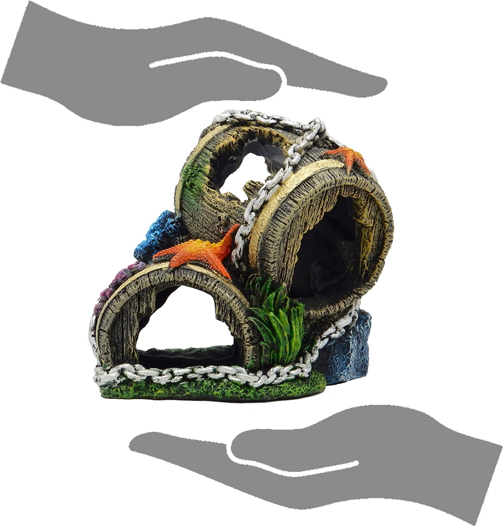 Aqua Culture Barrel Aquarium Ornament - Multicolor