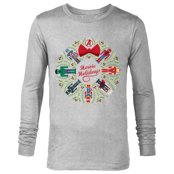 Marvel Christmas Avengers Nutcrackers Wreath Heroic Holidays - Long Sleeve T-Shirt for Men - Customized-Athletic Heather